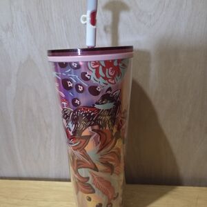 Starbucks Pink and Red Fox Tumbler